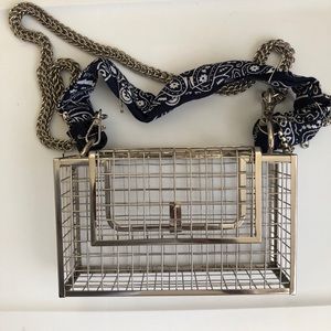 Chain cage box rectangular bag